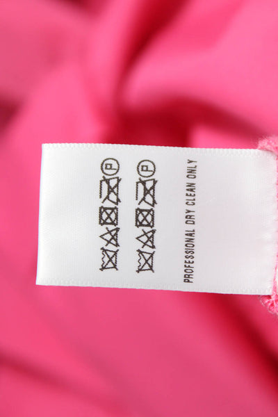 Lidaan Women Basic Collared Long Sleeve Button-Up Top Pink Polyester Size S