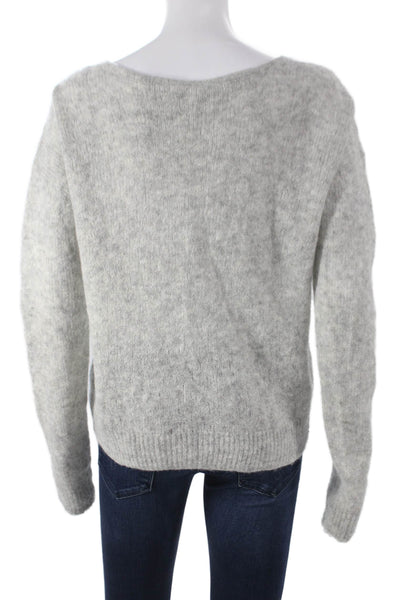 Free People Womens Gray Alpaca Blend V Neck Pullover Sweater Long Sleeve Size M
