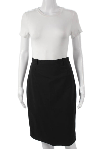 Prada Women Straight Pencil Wool Knee Length Black Skirt Size 40