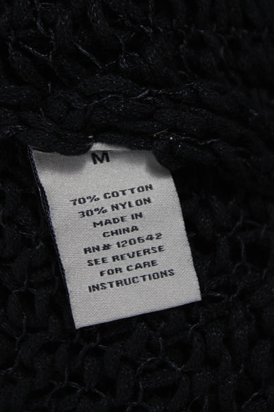 Remain Women Tunic Blouse Long Sleeve Scoop Neck Black Cotton Blend Size M