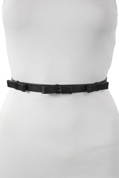 B Low The Belt Womens Skinny Width Leather Triple Bow Belt Black Size S/M