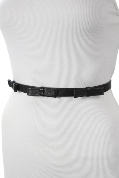 B Low The Belt Womens Skinny Width Leather Triple Bow Belt Black Size S/M