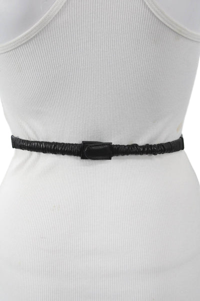 B Low The Belt Womens Skinny Width Leather Triple Bow Belt Black Size S/M