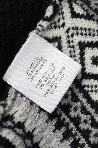 White + Warren Women Pullover Sweater Black Geometric Crew Neck Size XS