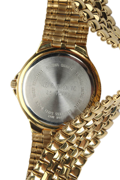 Bulova Mens Gold Tone Diamond Accent Classic Daydate Quartz Watch 34mm
