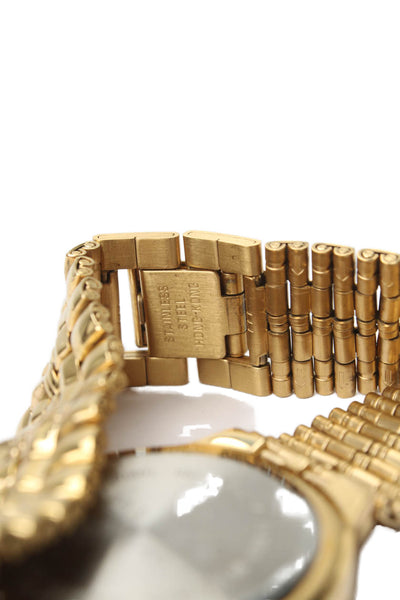 Bulova Mens Gold Tone Diamond Accent Classic Daydate Quartz Watch 34mm