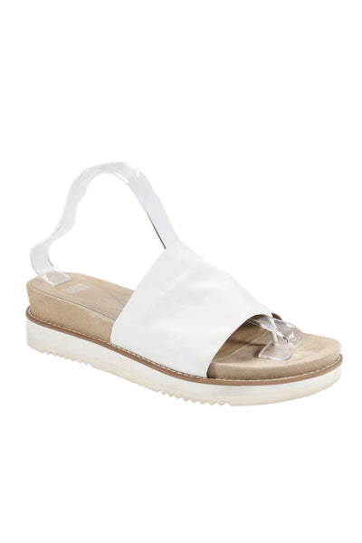Eileen Fisher Womens Leather Thong Slide On Sandals White Size 10