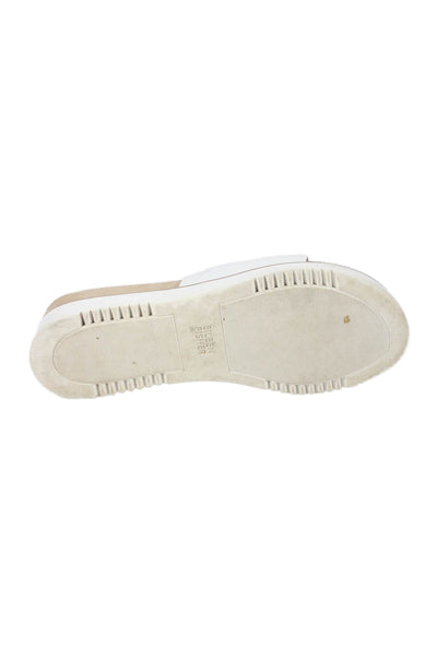 Eileen Fisher Womens Leather Thong Slide On Sandals White Size 10