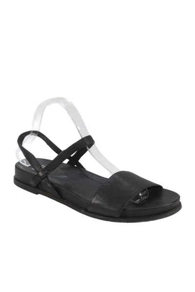 Eileen Fisher Womens Leather Slingbacks Sandals Black Size 10