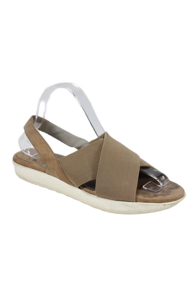 Eileen Fisher Womens Cross Strap Slingbacks Sandals Brown Size 10 Medium