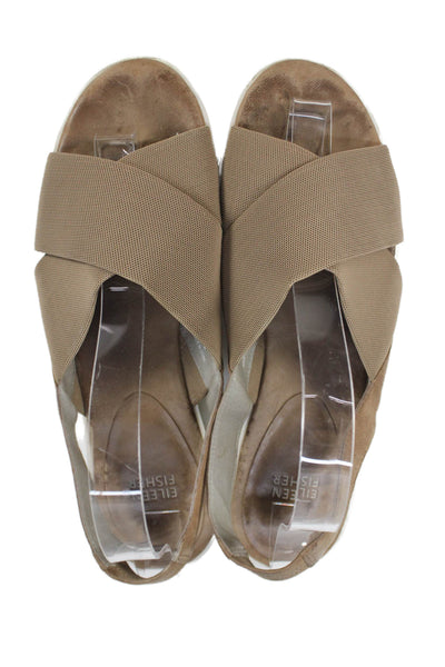 Eileen Fisher Womens Cross Strap Slingbacks Sandals Brown Size 10 Medium