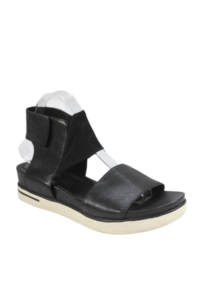 Eileen Fisher Womens Leather Ankle Strap Slingbacks Sandals Black Size 10