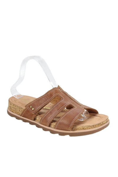 Clarks Womens Contour Cushion Slide On Sandals Brown Size 10 Medium