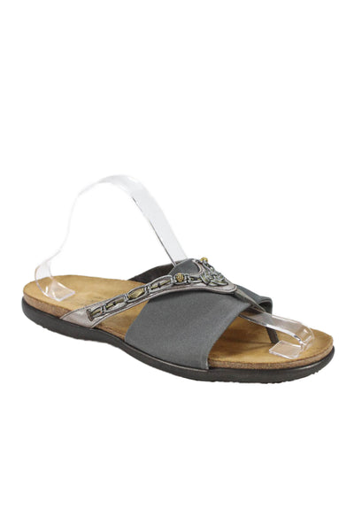 Taos Footwear Womens Beaded Thong Slide On Jennifer  Sandals Gray Size 42 12