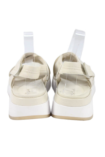 Clarks Womens Leather Cross Strap Slingbacks Sandals White Size 10 Medium