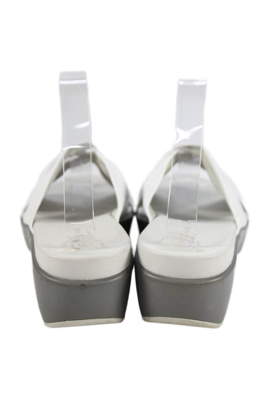 Cole Haan Grand.OS Womens Leather Twist Strap Wedge Sandals White Size 10 B