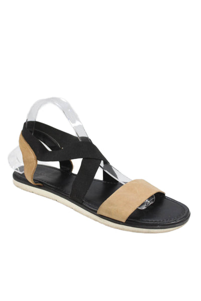 Barneys New York Womens Stretch Strap Slingbacks Sandals Brown Black Size 10