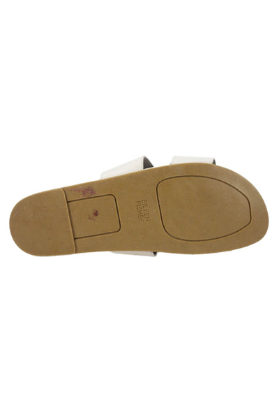 Eileen Fisher Womens Leather Double Strap Slide On Sandals Off White Size 10