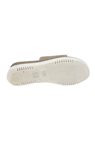 Eileen Fisher Womens Leather Thong Slide On Sandals Beige Size 10