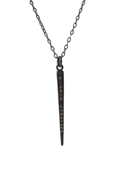 Designer Womens 925 Silver Champagne Diamond Spike Pendant Necklace 18" 2.7g