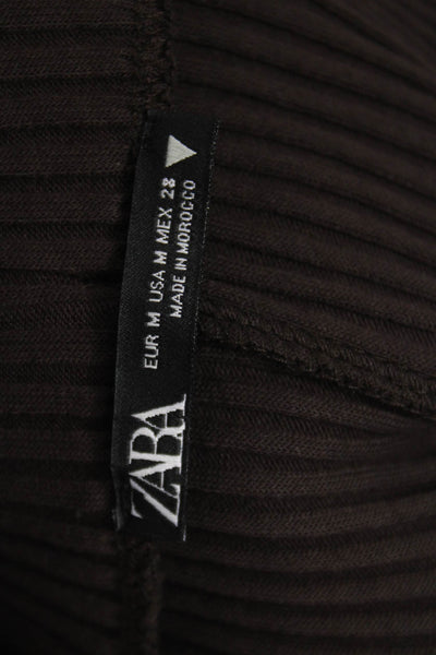 Zara Women Striped Cotton Blend Straight Pencil Skirt Brown Long Size M