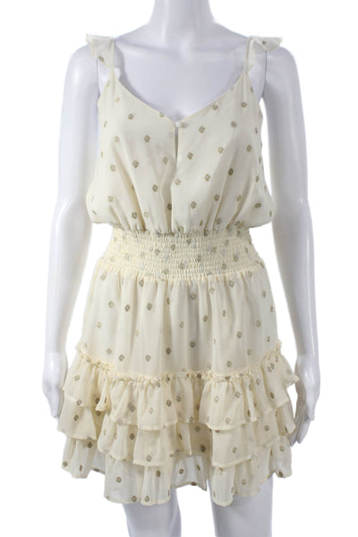Saltwater Luxe Womens Mini V-Neck Geometric Sleeveless Ivory Dress Size S