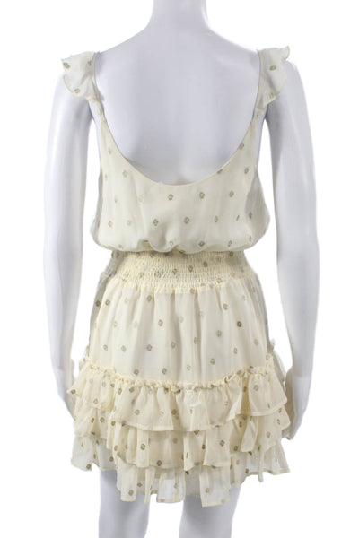 Saltwater Luxe Womens Mini V-Neck Geometric Sleeveless Ivory Dress Size S