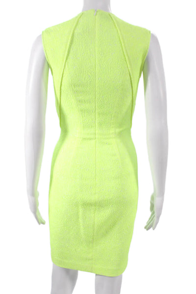Yigal Azrouel Women Yellow Jacquard Sheath Dress Square Neck Sleeveless Size S