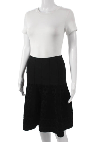 Roland Mouret Women Flare Skirt Black Floral Knee Length Size S
