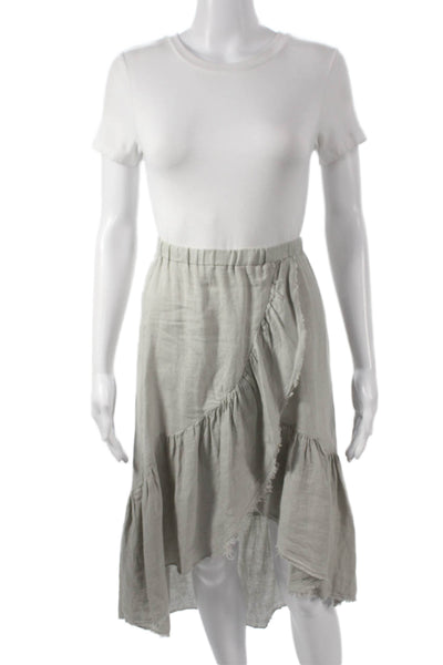 Stark Women Linen Wrap Skirt Gray Knee Length Bohemian Size XS