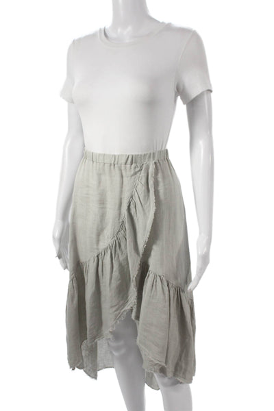 Stark Women Linen Wrap Skirt Gray Knee Length Bohemian Size XS