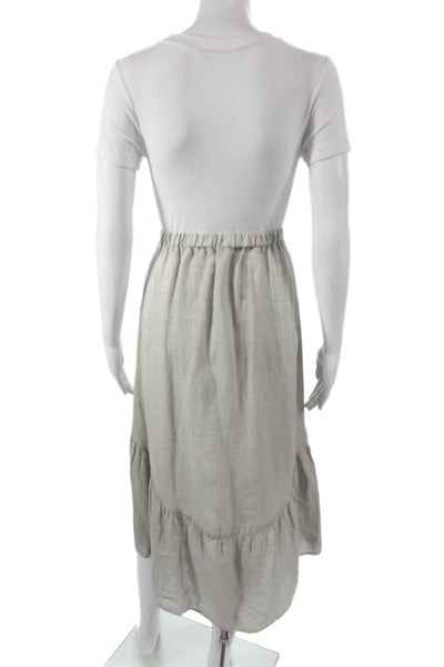 Stark Women Linen Wrap Skirt Gray Knee Length Bohemian Size XS