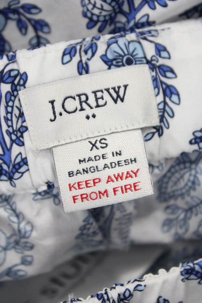 J Crew Womens Capri Pajama Pants White Floral Cotton Drawstring Size XS