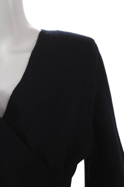 Zara Women Wrap Sweater Blue V Neck Tie Long Sleeve Viscose Size S