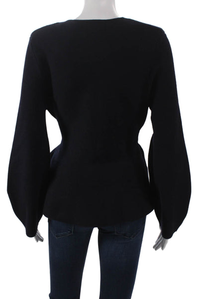 Zara Women Wrap Sweater Blue V Neck Tie Long Sleeve Viscose Size S