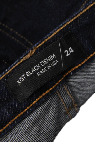 Just Black Denim Women Straight Blue Jeans Cotton Mid Rise Inseam 28 Size 24