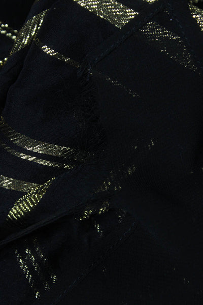 IRO Womens Kaftan Dress Black Silk Blend Striped Short Sleeve Size 36