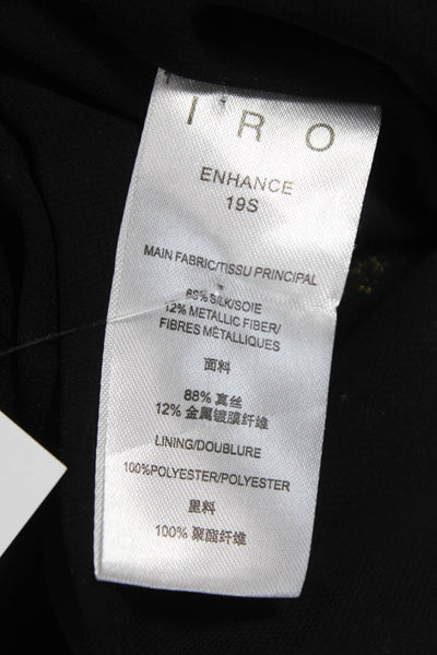 IRO Womens Kaftan Dress Black Silk Blend Striped Short Sleeve Size 36