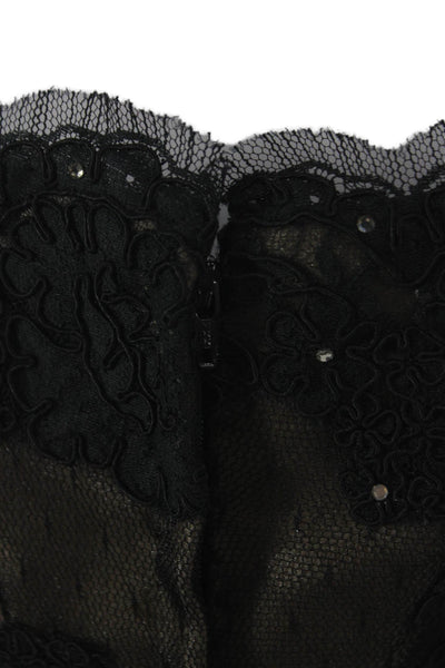 Rose Taft Couture Womens Black Lace Maxi Dress Scoop Neck Long Sleeve Size 8
