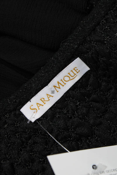 Sara Mique Womens Black Long Sleeve Sequin Mid Length Dress Sz XL