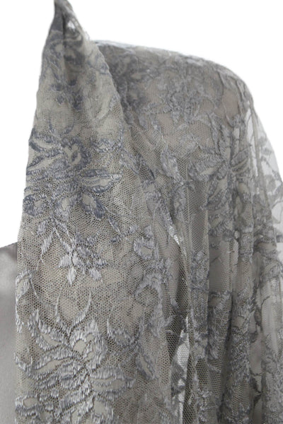 Susan Lurenfeld Womens Cami Satin Floral Long Sleeve Dress Gray Size S