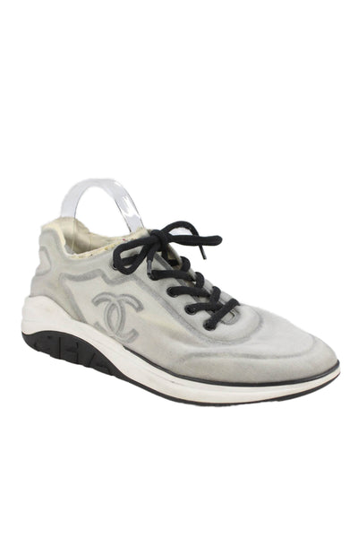 Chanel Mens Round Toe Low Top Sneakers Gray Size 43 13