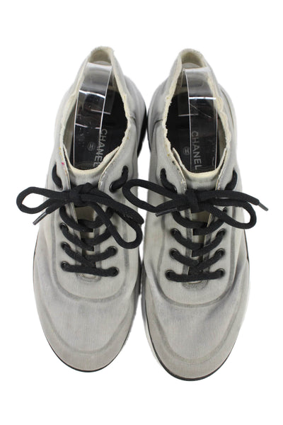 Chanel Mens Round Toe Low Top Sneakers Gray Size 43 13