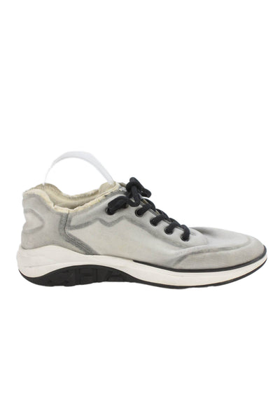Chanel Mens Round Toe Low Top Sneakers Gray Size 43 13