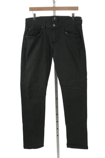 7 For All Mankind Mens Straight Black Cotton Jeans Size 31