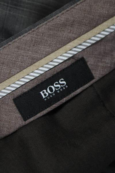 Boss Hugo Boss Mens Dress Pants Gray Plaid Virgin Wool Size 34