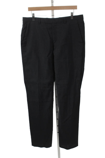 Boss Hugo Boss Mens Black Dress Pants Virgin Wool Check Size 34