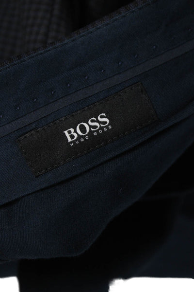 Boss Hugo Boss Mens Black Dress Pants Virgin Wool Check Size 34