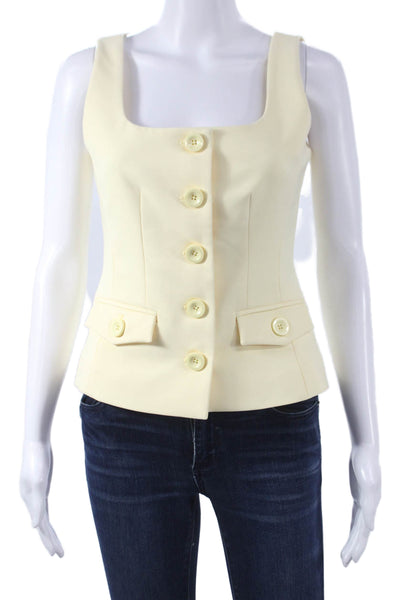 Toccin Women V-Neck Sleeveless Vest Ivory Button 88% Polyester Size 2