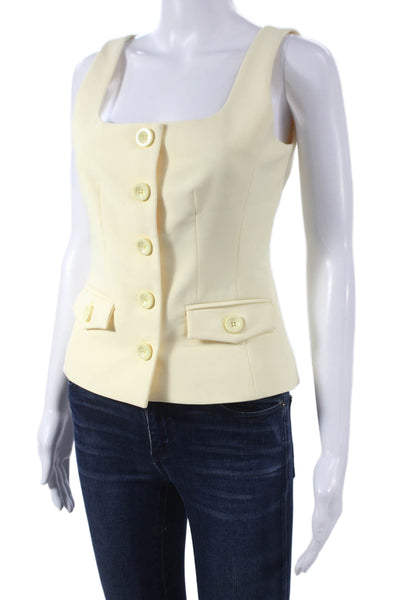 Toccin Women V-Neck Sleeveless Vest Ivory Button 88% Polyester Size 2